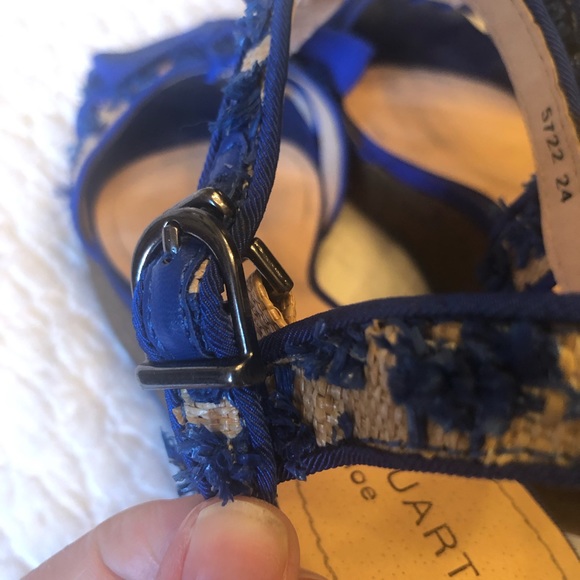 Jill Stuart Blue Raffia Cork Wedges Sz 7 - Picture 5 of 8